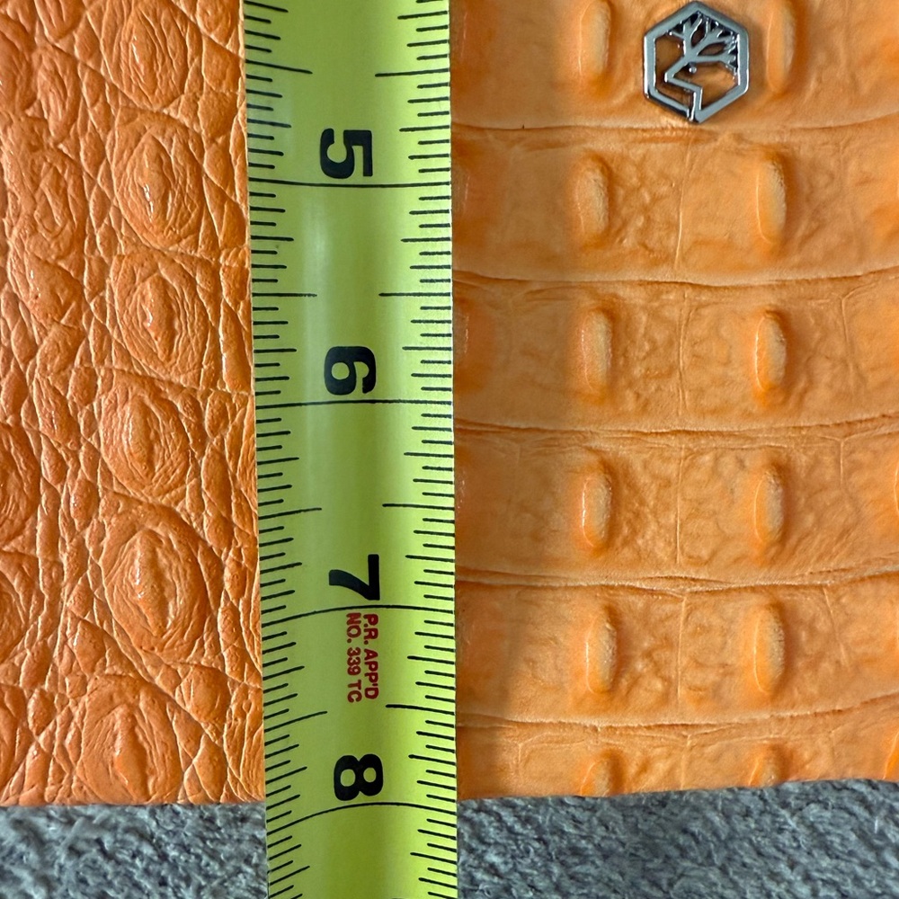 VALENTINA Tangerine Orange Crocodile Embossed Leather Zip Clutch. New! - Picture 10 of 11